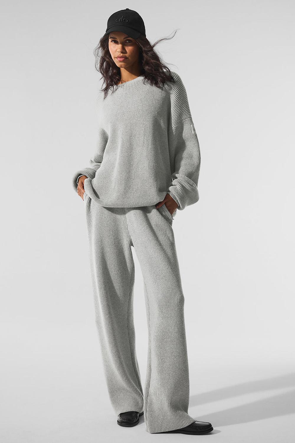 Truien Alo Yoga Domain Rib Knit Crew Mujer Gris | Chile  01732-TONW