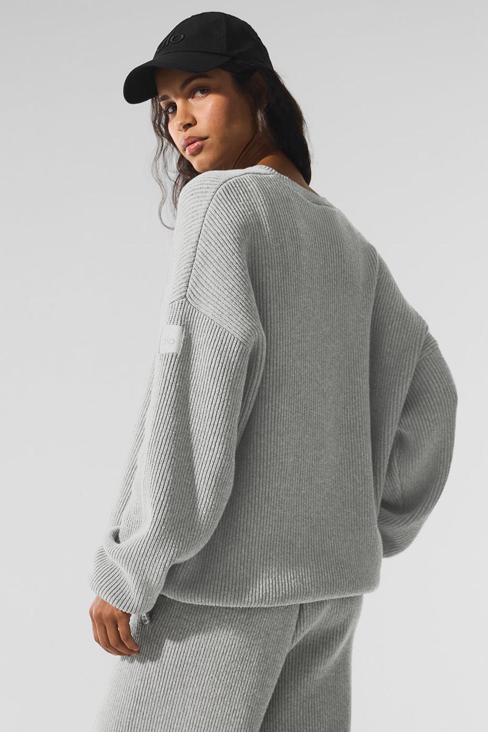 Truien Alo Yoga Domain Rib Knit Crew Mujer Gris | Chile  01732-TONW